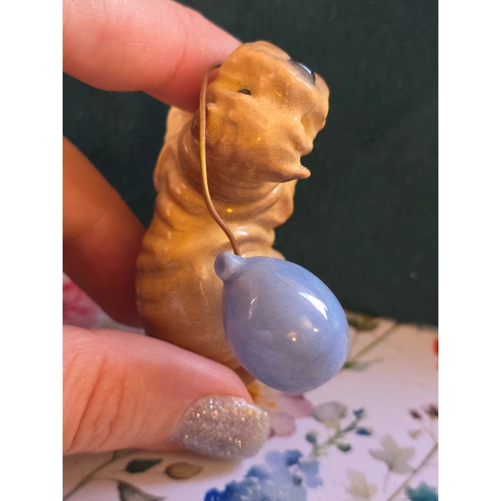 Unbranded Shar-Pei Puppy Figurine Small Tan Blue Fair Condition 1980s Vintage - Picture 5 of 6